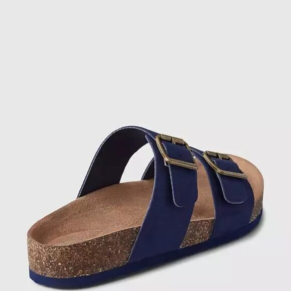 NWT Gap Kids Navy Blue Double Buckle Cork Sandals Shoes slides slippers Sz 3-4 - Picture 13 of 15